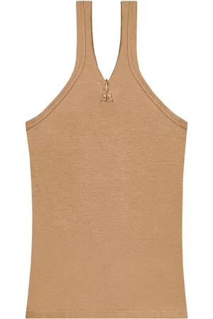 Courrèges Logo-embroidered ribbed tank top