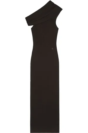 Courrèges Asymetric ribbed-knit long dress