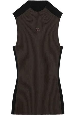Courrèges Contrast Frame ribbed tank top