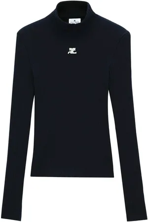 Courrèges Logo-patch mock-neck sweater
