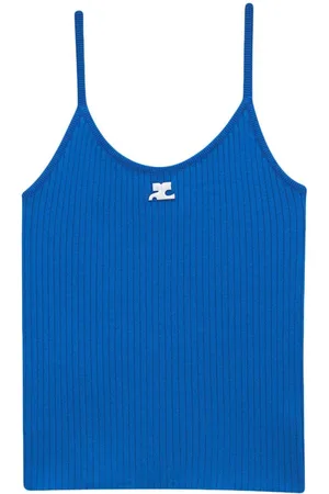 Courrèges Ribbed-knit logo tank top