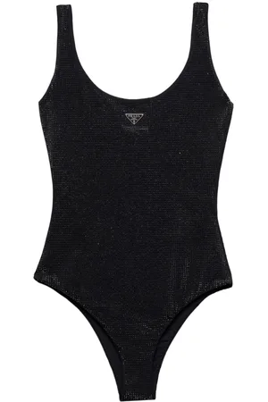 Prada Triangle-logo rhinestone-embellished swimsuit