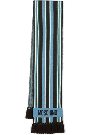 Moschino Logo-intarsia striped scarf