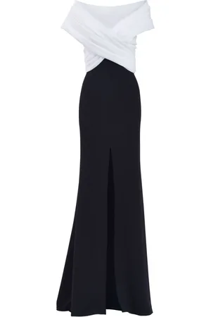 Tadashi Shoji Two-tone front-slit gown