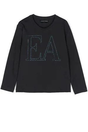 Emporio Armani Rhinestone-embellished cotton T-shirt