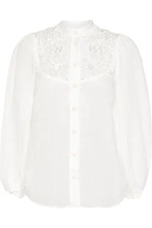ZIMMERMANN Floral-embroidered ramie shirt