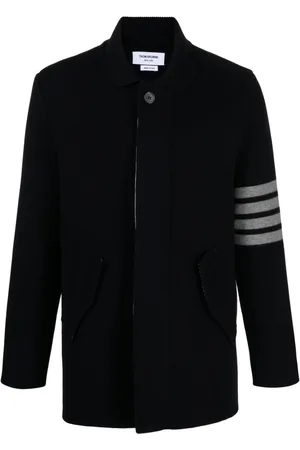 Thom Browne Stripe-detailing wool blend cardi-coat