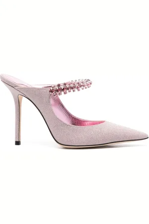 Jimmy Choo Bing 100mm glitter-detailed mules