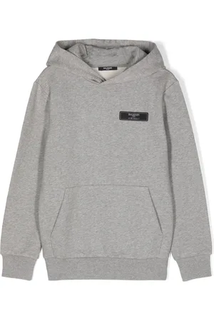 Balmain Logo-patch cotton hoodie
