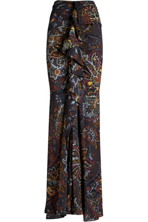Etro Stretch sable paisley-print long skirt