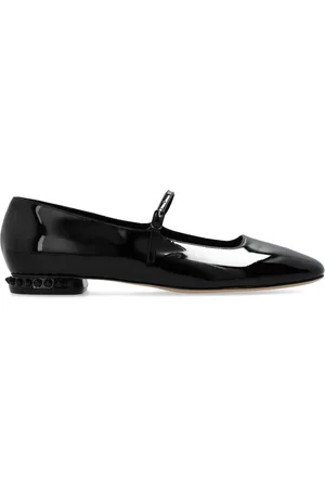 Casadei Stud-embellished patent ballerina shoes