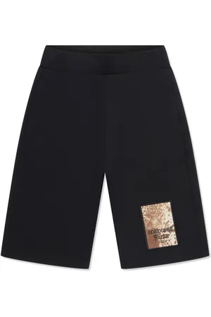 Roberto Cavalli Logo-patch cotton track shorts