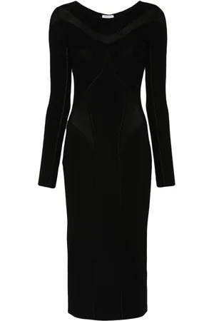 Patrizia Pepe Perforated-detail kniited midi dress