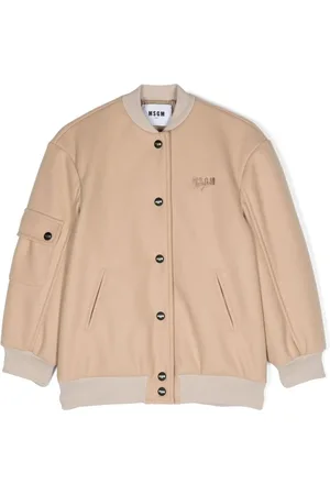 Msgm Logo-embroidered felted bomber jacket