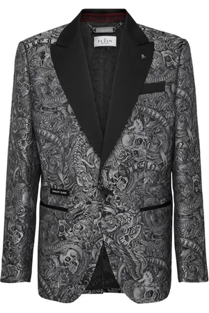 Philipp Plein Tattoo-print twill blazer