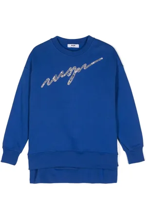 Msgm Crystal-logo cotton sweatshirt