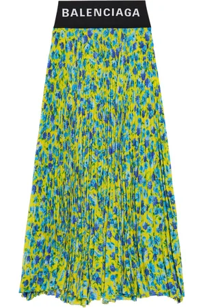 Balenciaga Floral-print pleated midi skirt