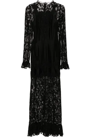 Paco rabanne Floral-lace detail maxi dress