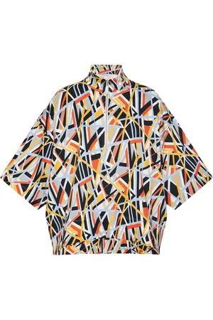 ROSETTA GETTY Abstract-print mock-neck polo shirt