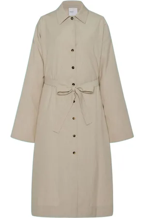 ROSETTA GETTY Spread-collar belted trench coat