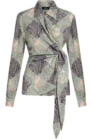 Etro Patchwork-print wraparound-style shirt