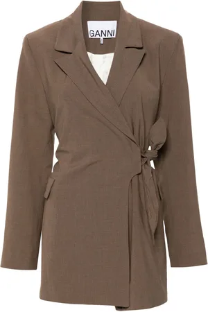 Ganni Knot-belt wrap blazer