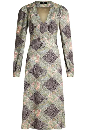 Etro Check print twill dress