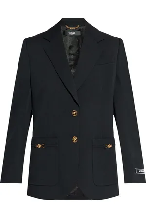 VERSACE Logo-appliqué single-breasted blazer
