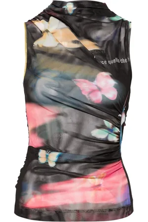 Moschino Butterfly-print mesh tank top