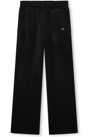 Sonia Rykiel Enfant Rhinestone-logo velvet track pants