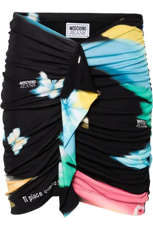 Moschino Butterfly-print ruffled miniskirt