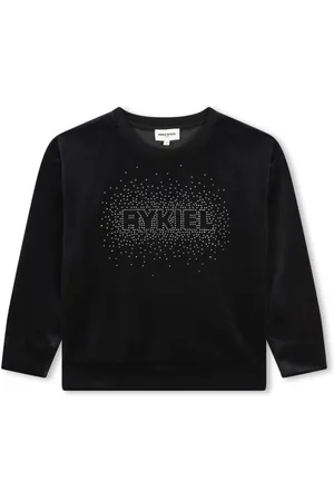 Sonia Rykiel Enfant Rhinestone-logo velvet T-shirt