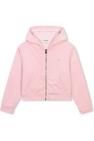 Sonia Rykiel Enfant Rhinestones-logo velvet hoodie