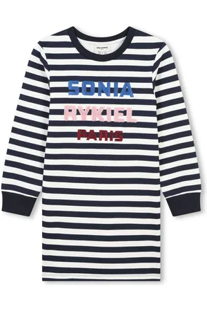 Sonia Rykiel Enfant Logo-embroidered striped cotton dress