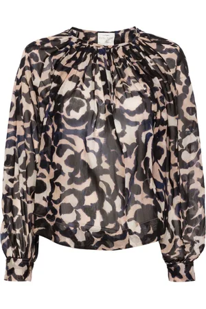 FORTE FORTE Abstract-print semi-sheer blouse