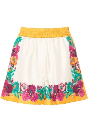 La DoubleJ Floral-print silk shorts