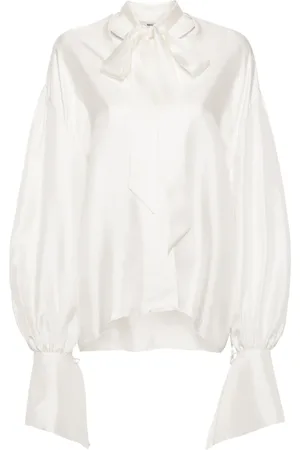 MANURI Gathered silk blouse