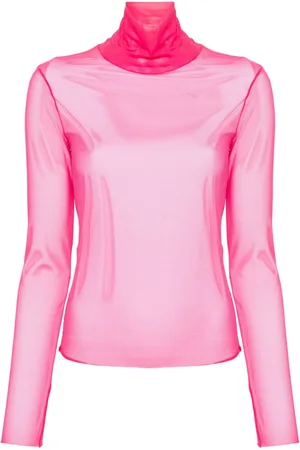 Patrizia Pepe Roll-neck mesh T-shirt