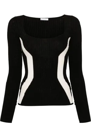 Patrizia Pepe Ribbed square-neck jumper