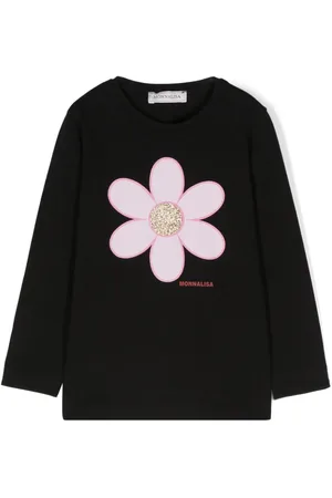 MONNALISA Flower-print glittered T-shirt