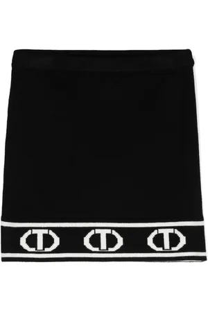 Twin-Set T logo-intarsia knitted miniskirt
