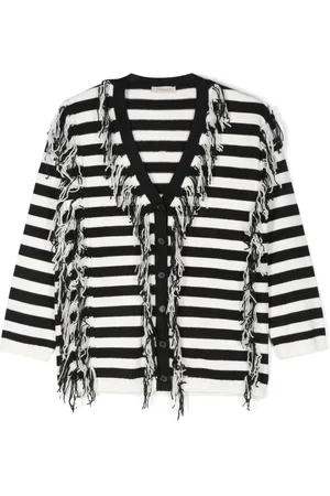 Twin-Set Fringed striped cardigan