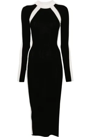 Patrizia Pepe Two-tone ribbed midi dress