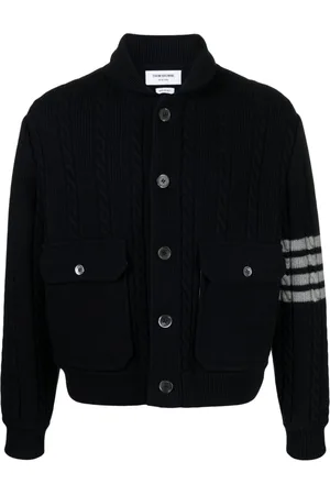 Thom Browne 4-Bar stripe cable-knit jacket