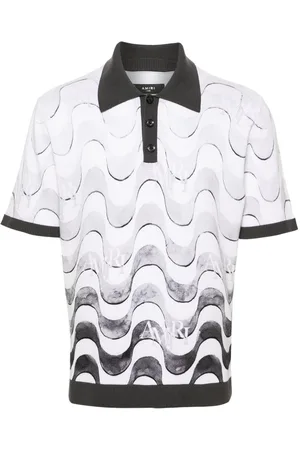 AMIRI Staggered wave-print polo shirt