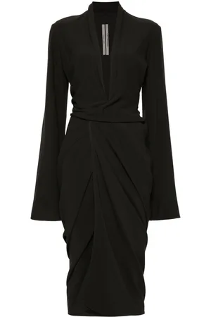 Rick Owens Tie-fastening crepe wrap dress