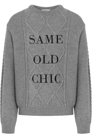 Moschino Embroidered-slogan virgin wool jumper