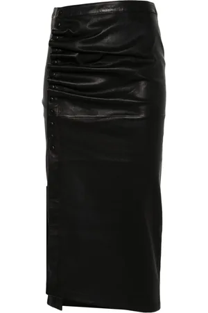 Paco rabanne Gathered-detail leather skirt