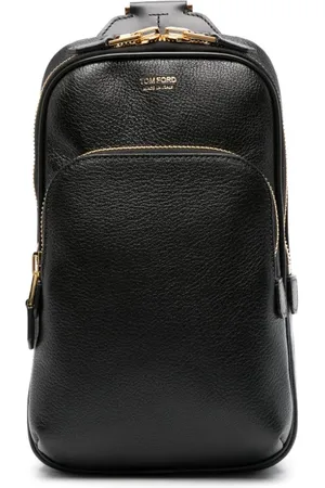 Tom Ford Logo-stamp leather messenger bag