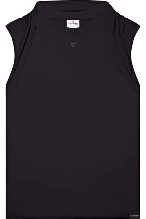 Courrèges Draped-detail cotton tank top